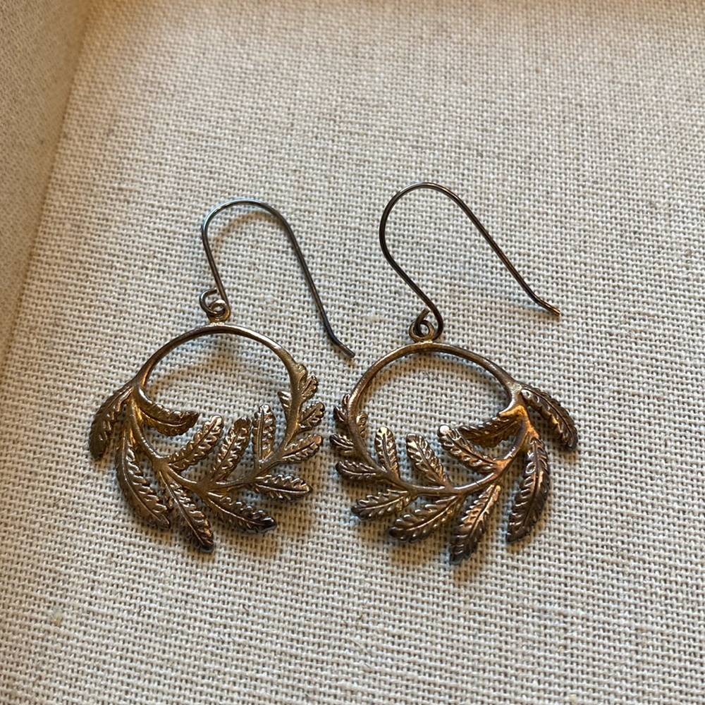 Catherine Zoraida Gold Fern Hoop Earrings
